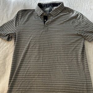Lululemon - Gray Striped Men's Polo Shirt (Medium)